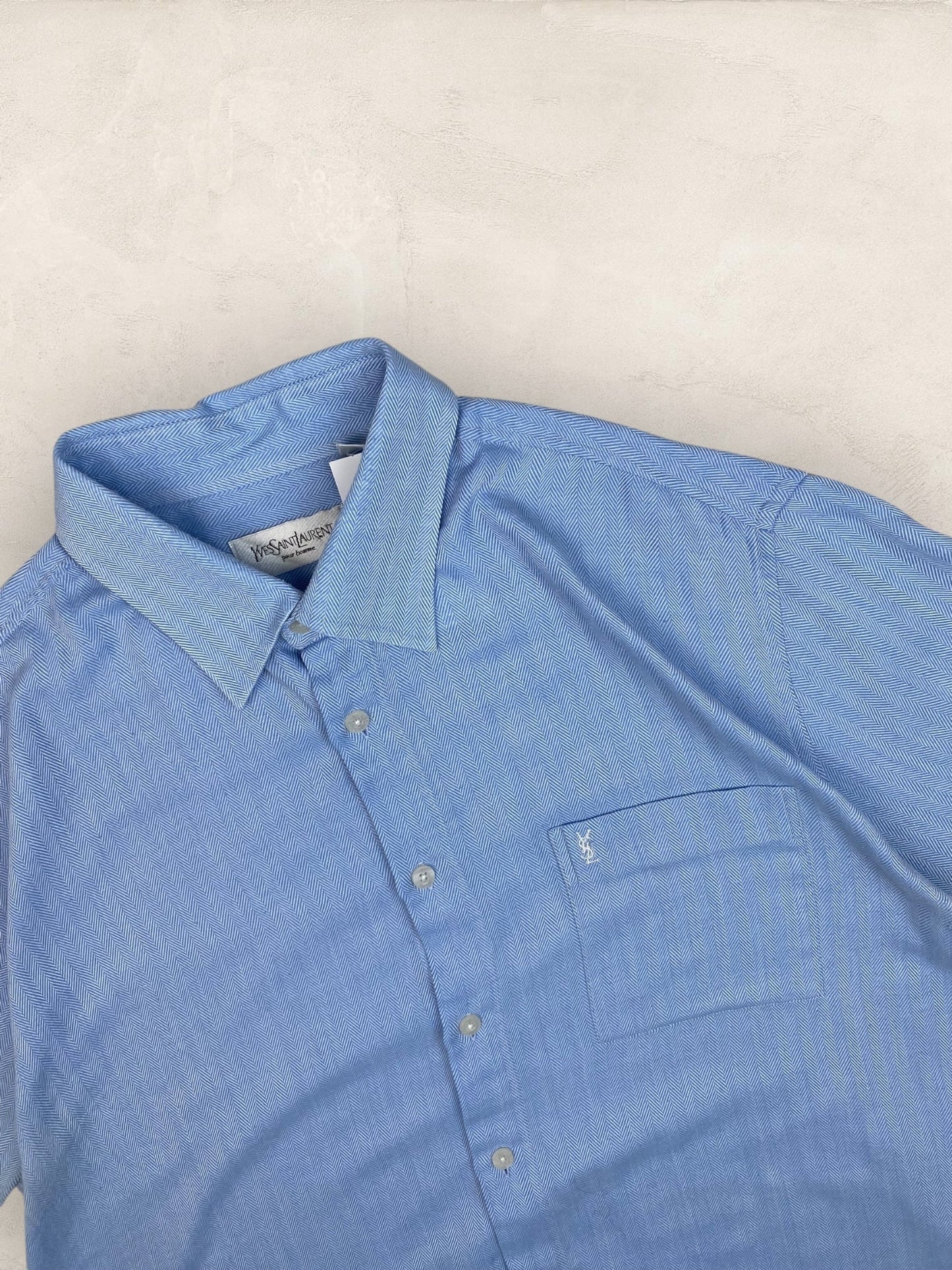 Chemise Homme Yves Saint - Laurent Vintage Bleu L Ref:2952 - Bleu - L - amifrip