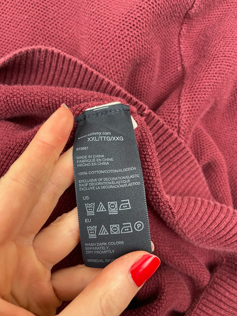 Pull 1/4 zip Tommy Hilfiger - Homme Xxl - Bordeaux - Coton - Très bon état - Ts0233