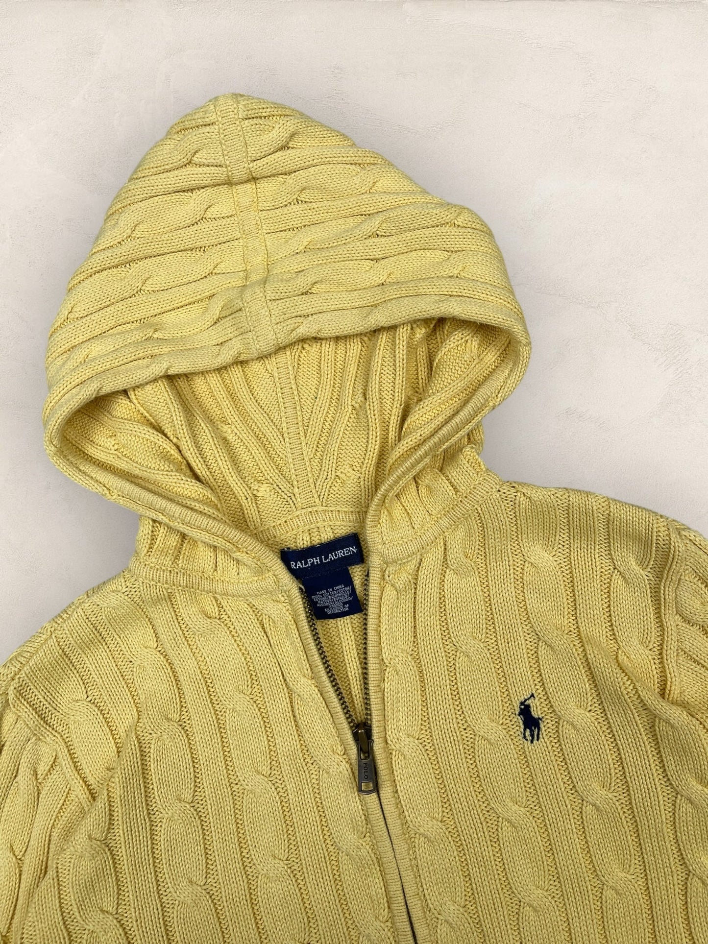 Gilet top CROP, Torsadé Ralph Lauren Femme #1967 - XS - Jaune - amifrip - Friperie en ligne et vêtements vintage