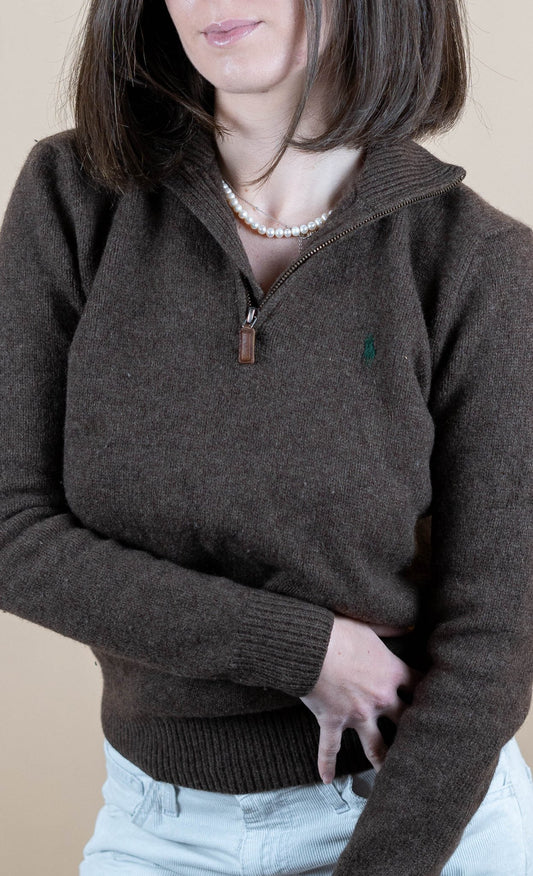 Half Zip Ralph Lauren ref: 1724 - MARRON - S - amifrip - Friperie en ligne et vêtements vintage