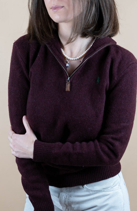 Half Zip Ralph Lauren ref: 1725 - BORDEAUX - S - amifrip - Friperie en ligne et vêtements vintage
