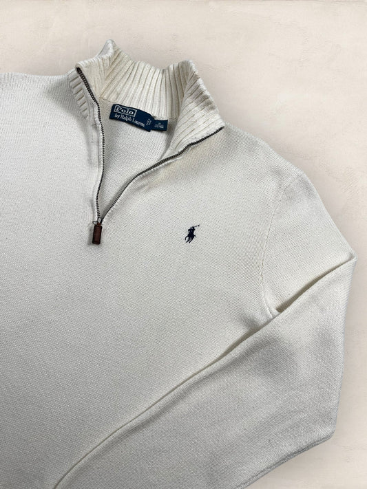 Half - zip Ralph Lauren Ref: 2608 - BLANC - M - amifrip - Friperie en ligne et vêtements vintage