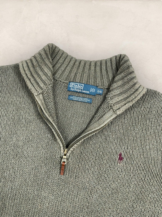 Half - zip Ralph Lauren Ref: 2610 - VERT KAKI - L - amifrip - Friperie en ligne et vêtements vintage