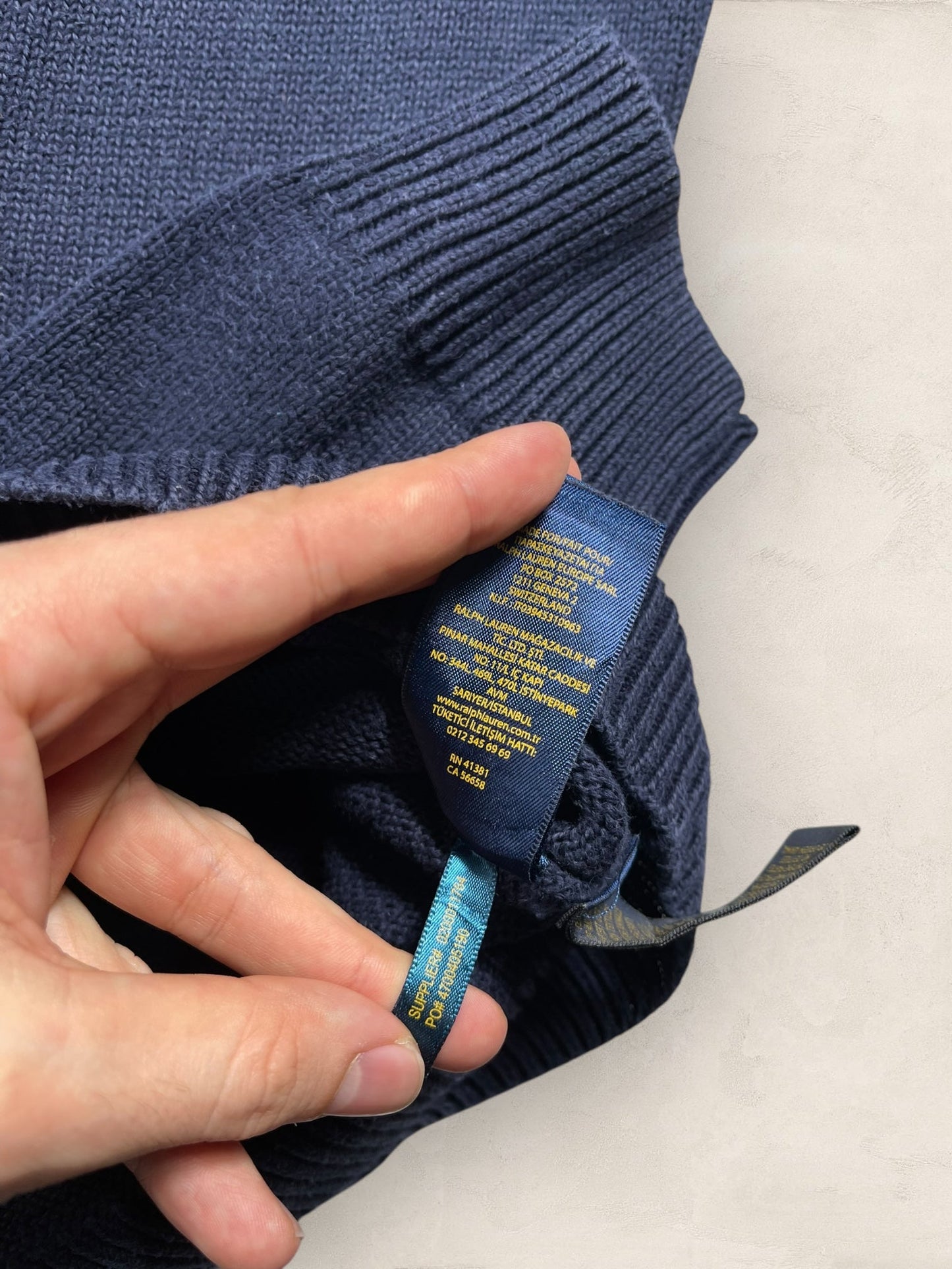 Half - zip Ralph Lauren Ref: 2639 - BLEU MARINE - L - amifrip - Friperie en ligne et vêtements vintage