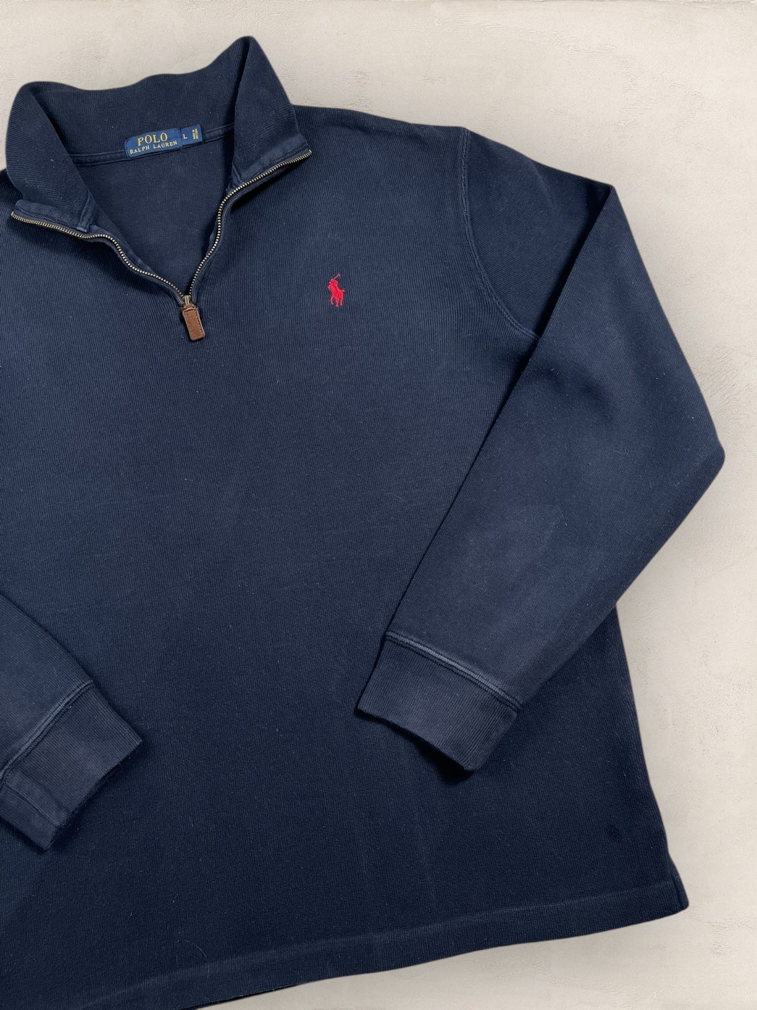 Half - zip Ralph Lauren Ref: 2643 - BLEU MARINE - L - amifrip - Friperie en ligne et vêtements vintage