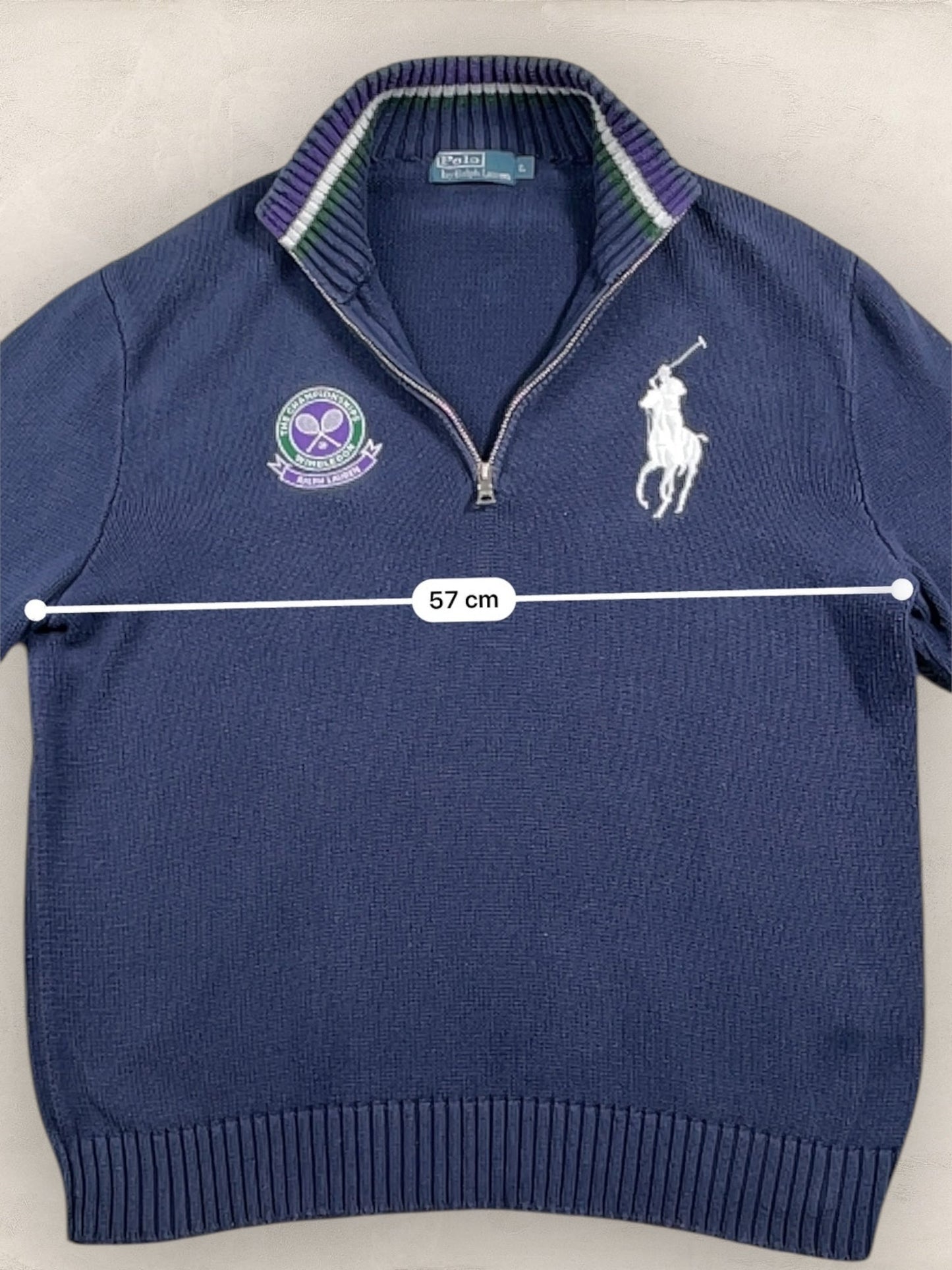 Half - zip Ralph Lauren Ref: 2645 - BLEU MARINE - L - amifrip - Friperie en ligne et vêtements vintage