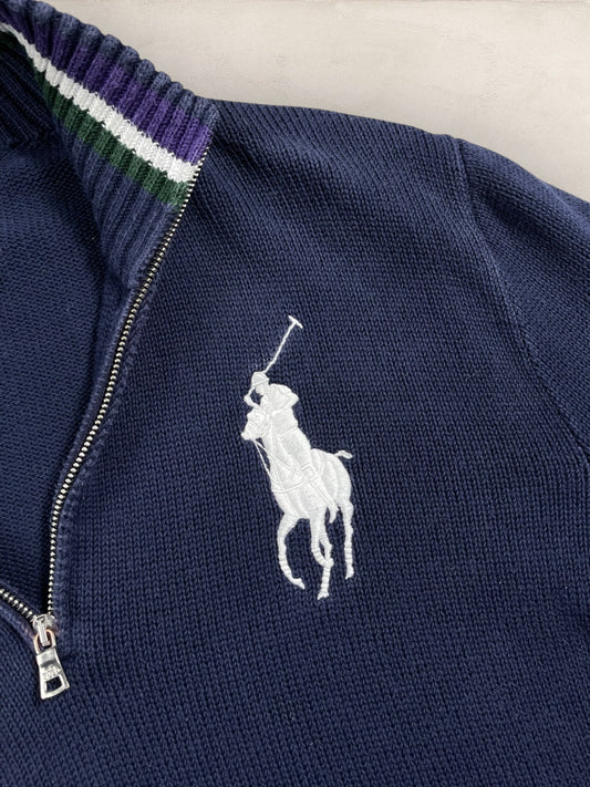 Half - zip Ralph Lauren Ref: 2645 - BLEU MARINE - L - amifrip - Friperie en ligne et vêtements vintage