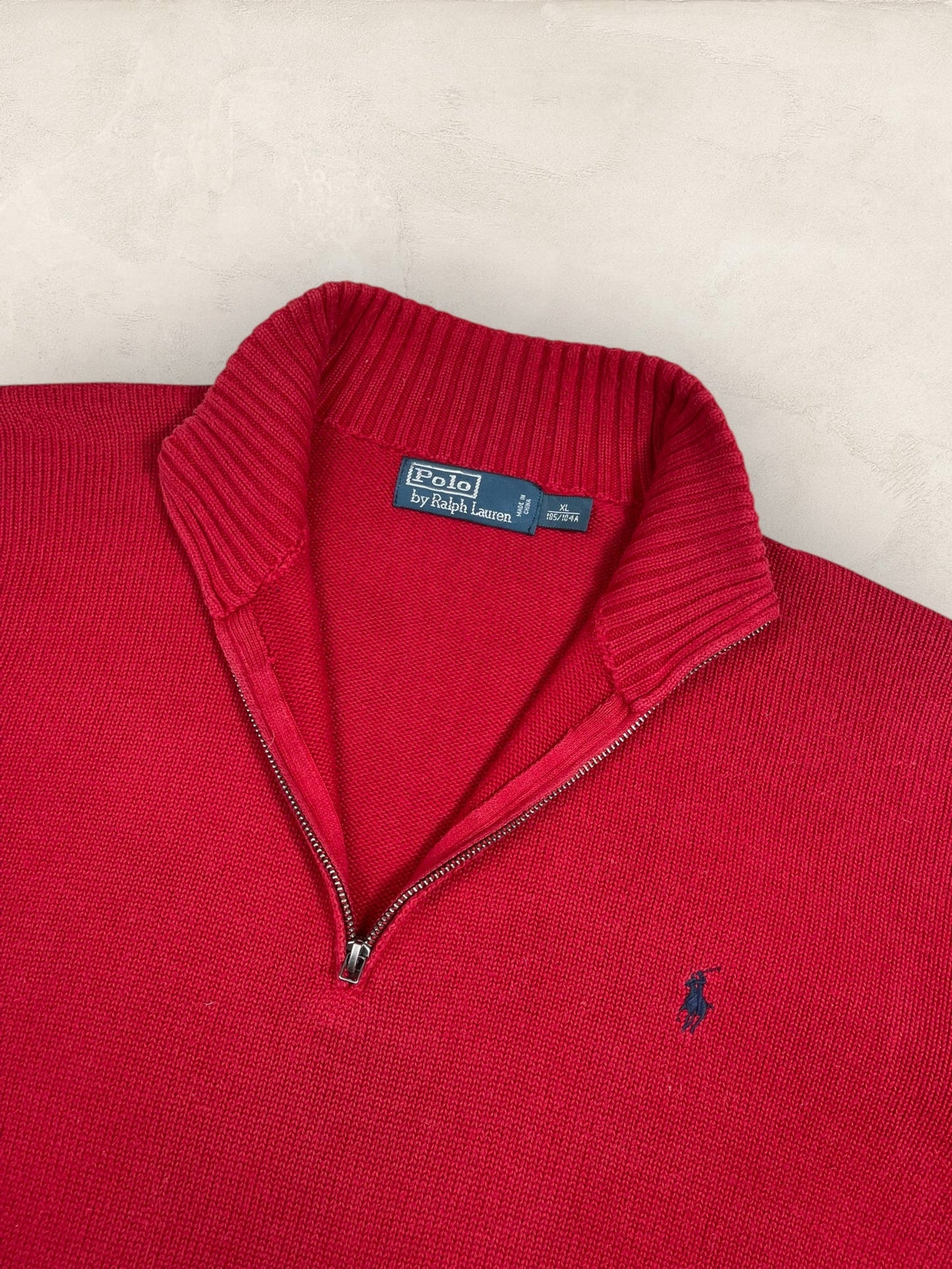 Half - zip Ralph Lauren Ref: 2650 - ROUGE - XL - amifrip - Friperie en ligne et vêtements vintage