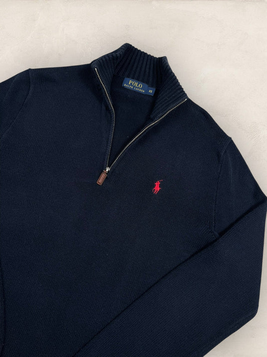 Half - zip Ralph Lauren Ref: 2651 - BLEU MARINE - XS - amifrip - Friperie en ligne et vêtements vintage