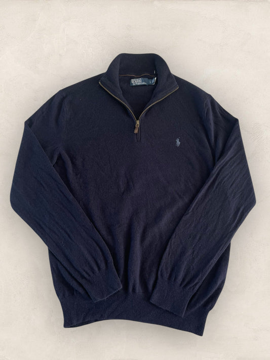 Half - zip Ralph Lauren Ref: 2653 - BLEU MARINE - L - amifrip - Friperie en ligne et vêtements vintage