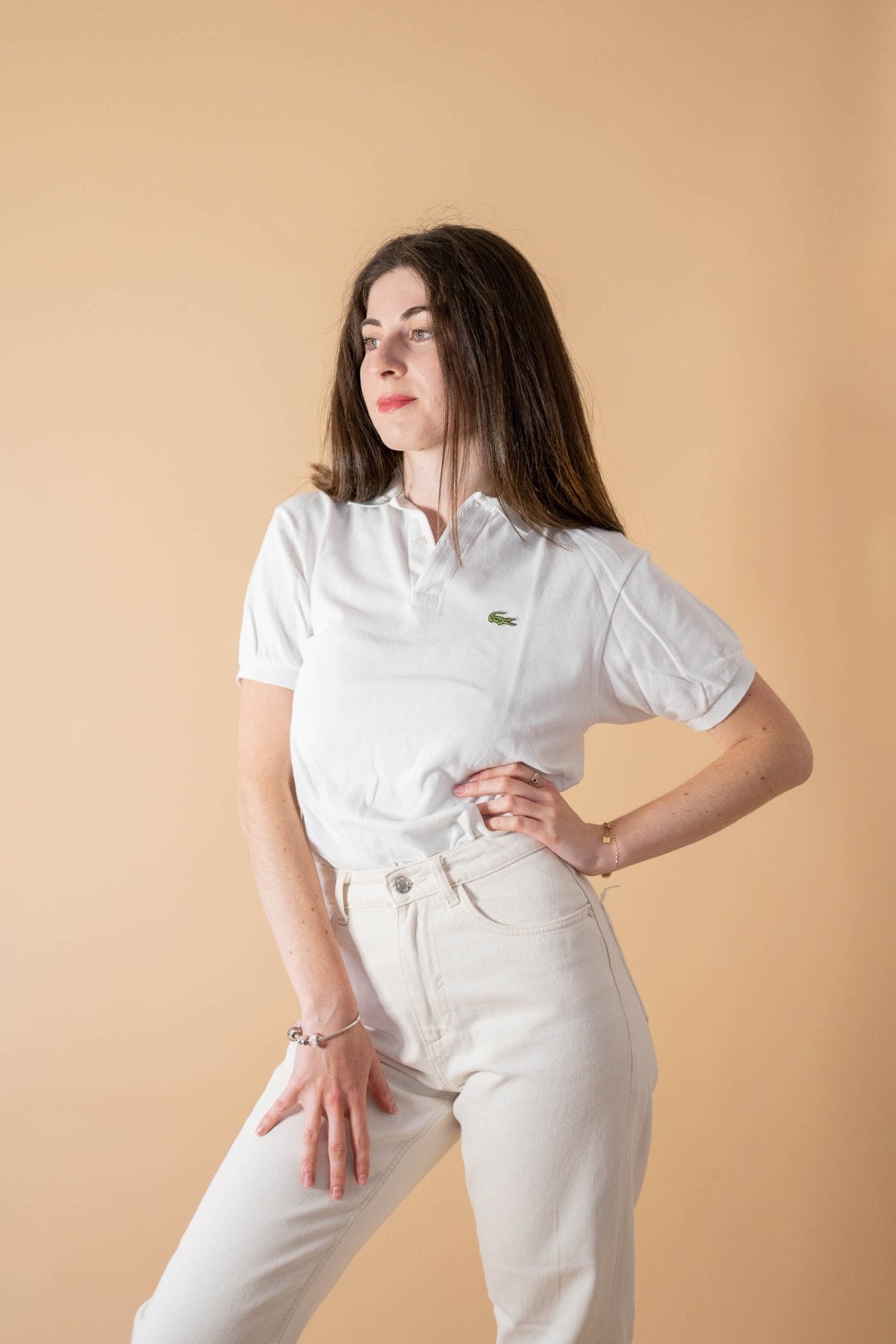 Polo Lacoste Femme 445 - BLANC - XS - amifrip - Friperie en ligne et vêtements vintage