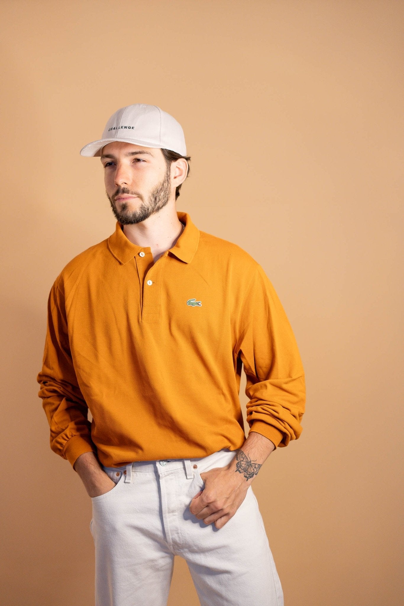Polo manches longues Lacoste 873 - ORANGE - XL - amifrip - Friperie en ligne et vêtements vintage