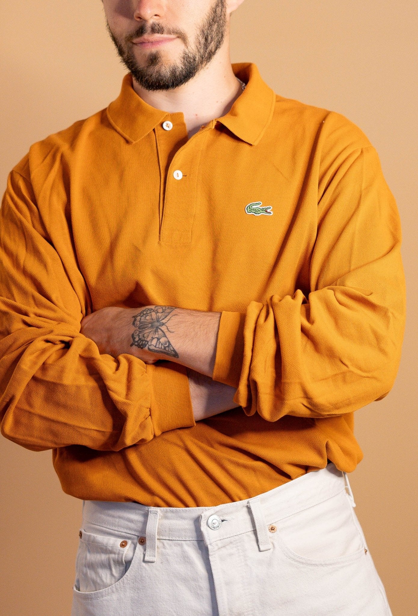 Polo manches longues Lacoste 873 - ORANGE - XL - amifrip - Friperie en ligne et vêtements vintage