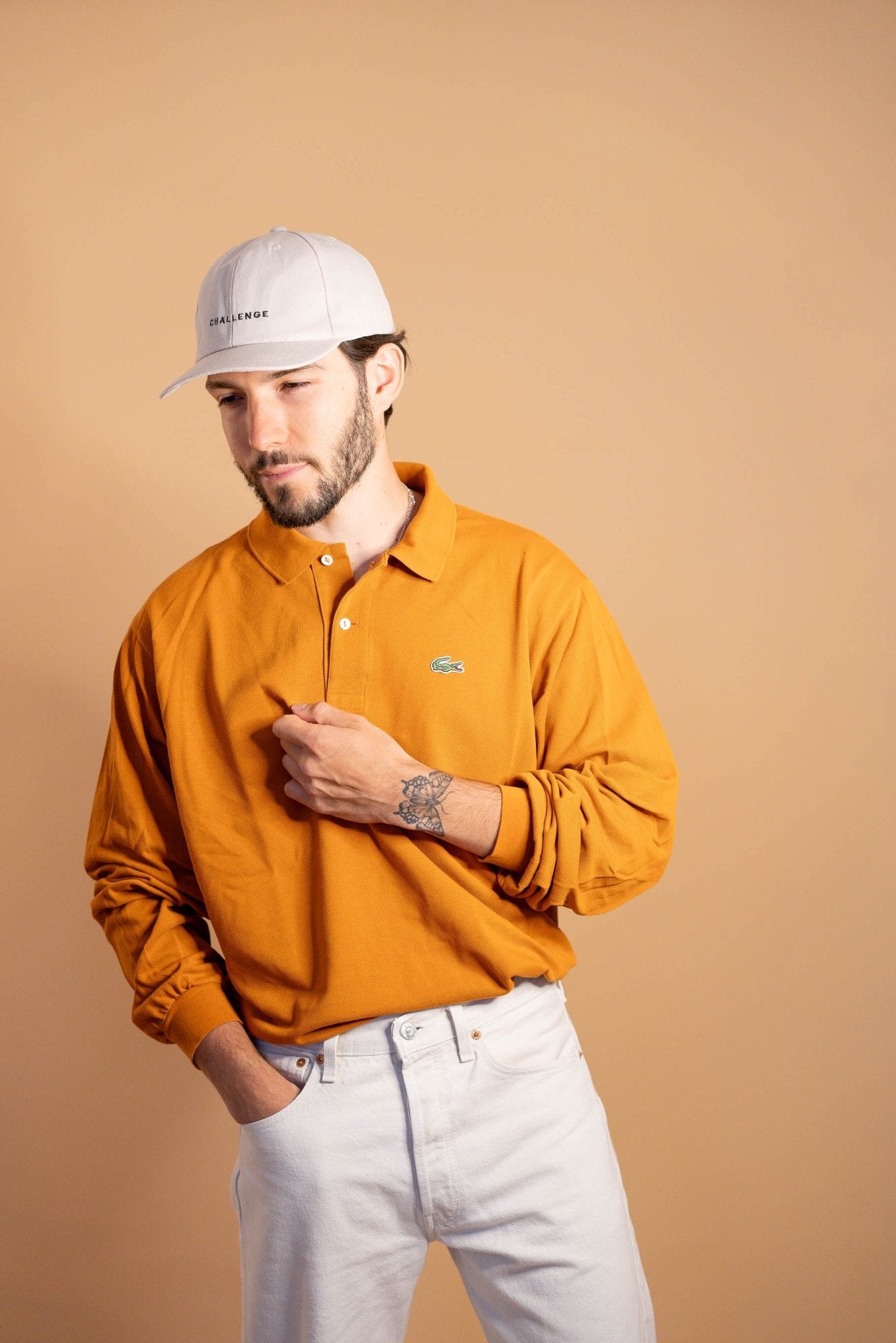 Polo manches longues Lacoste 873 - ORANGE - XL - amifrip - Friperie en ligne et vêtements vintage