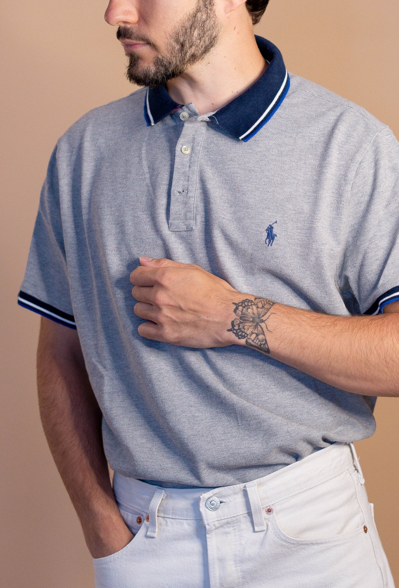 POLO RALPH LAUREN HOMME 884 - GRIS - XL - amifrip - Friperie en ligne et vêtements vintage
