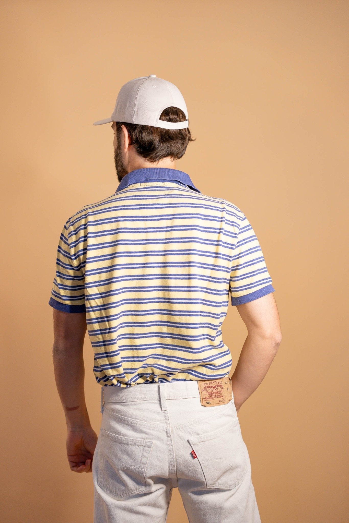 POLO RALPH LAUREN HOMME 894 - JAUNE/BLEU - L - amifrip - Friperie en ligne et vêtements vintage