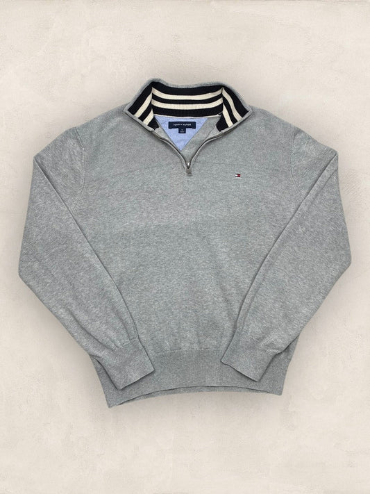 Pull 1/4 zip, Demi - zip Tommy Hilfiger - Homme M - Gris - Très bon état - Ts0148 - amifrip
