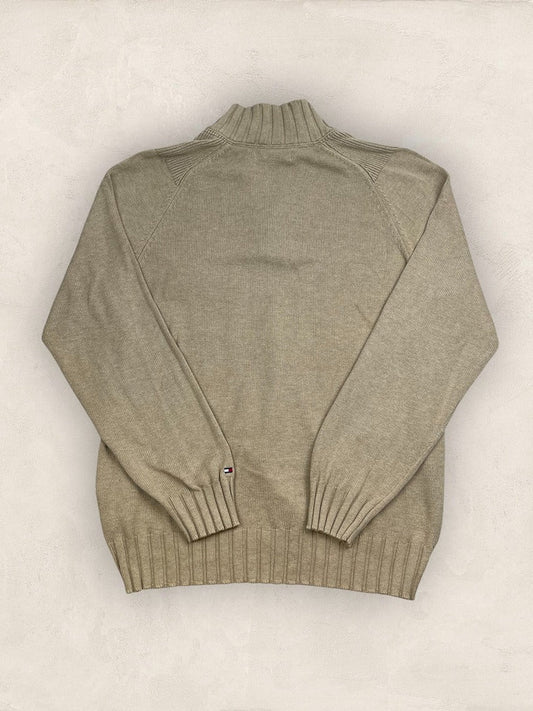 Pull 1/4 zip Tommy Hilfiger - Homme L - Beige - Coton - Très bon état - Ts0266 - amifrip