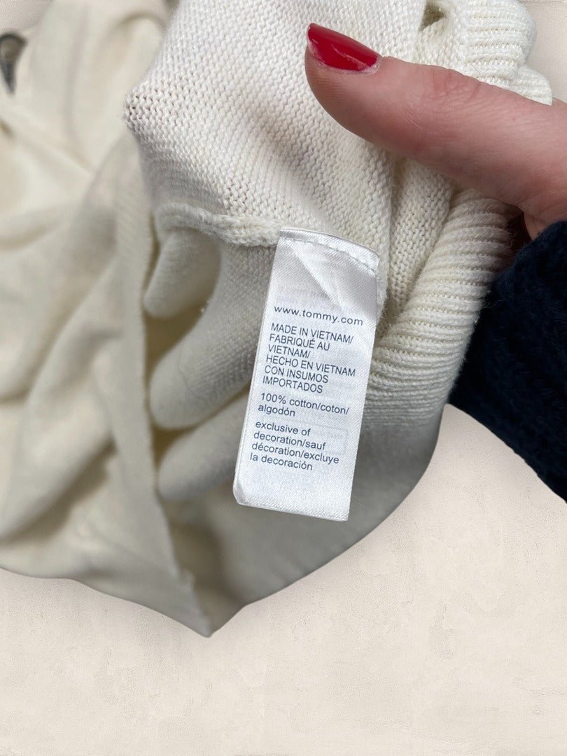 Pull 1/4 zip Tommy Hilfiger - Homme L - Cream - Coton - Très bon état - Ts0216 - amifrip