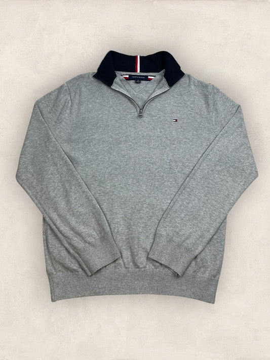 Pull 1/4 zip Tommy Hilfiger - Homme L - Gris - Coton - Tbe - Ts0265 - amifrip