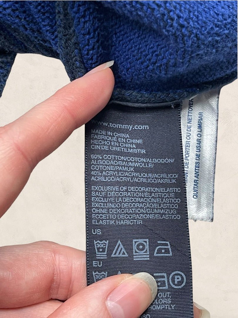 Pull 1/4 Zip Tommy Hilfiger Homme L - Marine - Coton - Très Bon État - Ts0174 - amifrip