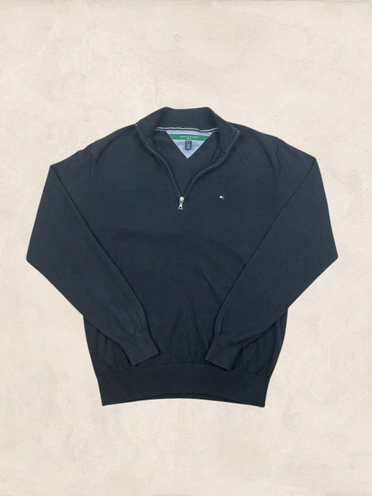 Pull 1/4 Zip Tommy Hilfiger Homme L - Noir - Coton - Très bon état - Ts0182 - amifrip