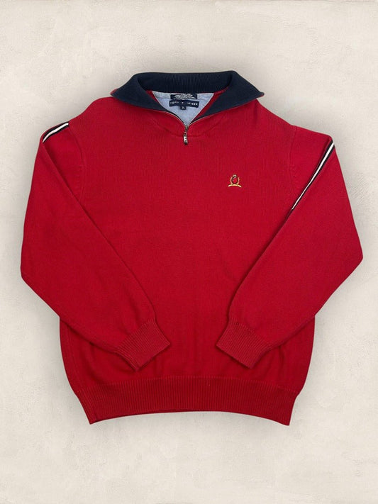 Pull 1/4 zip Tommy Hilfiger - Homme L - Rouge - Coton - Ts0250 - amifrip