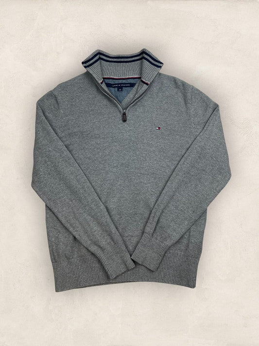 Pull 1/4 zip Tommy Hilfiger - Homme S - Gris - Coton - Très bon état - Ts0262 - amifrip