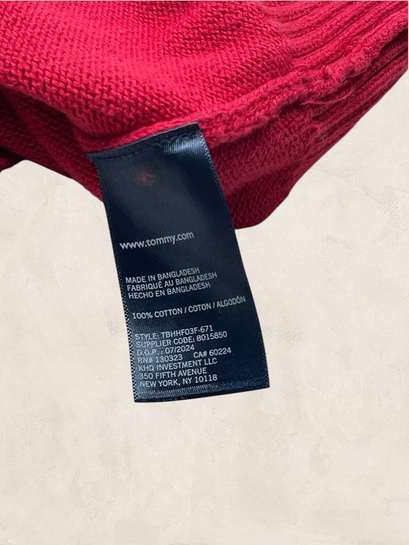 Pull 1/4 Zip Tommy Hilfiger Homme S - Rouge - Coton - Très Bon État - Ts0168 - amifrip