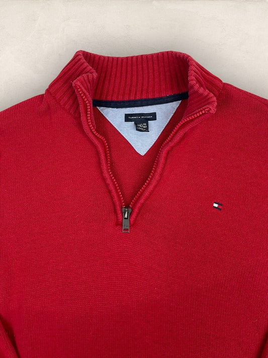 Pull 1/4 zip Tommy Hilfiger - Homme S - Rouge - Coton - Très bon état - Vl0332 - amifrip