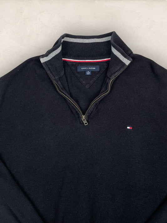 Pull 1/4 zip Tommy Hilfiger - Homme Xl - Noir - Coton - Très bon état - Vl0320 - amifrip