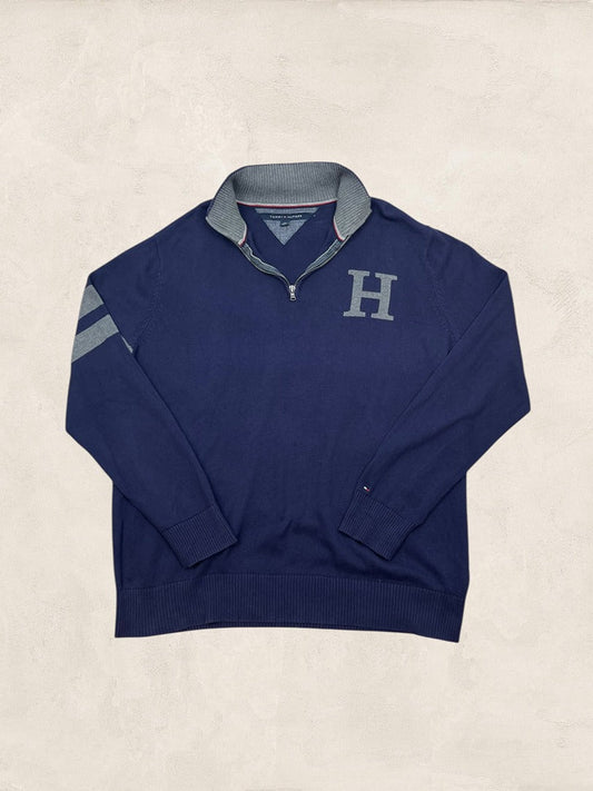 Pull 1/4 zip Tommy Hilfiger - homme Xxl - Bleu marine - Coton - Très bon état - Ts0170 - amifrip