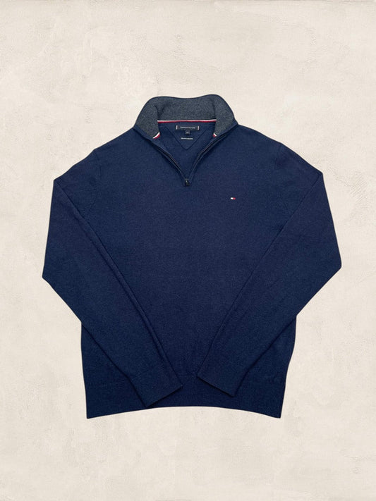 Pull 1/4 Zip Tommy Hilfiger - Homme Xxl - Marine - Laine - Ts0158 - amifrip