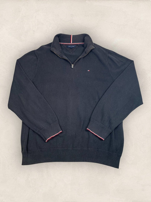 Pull 1/4 zip Tommy Hilfiger - Homme Xxxl - Marine - Coton - Ts0279 - amifrip