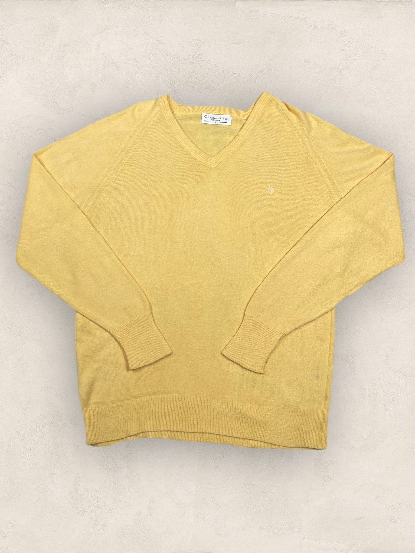Pull Christian Dior Ref: 2550 - JAUNE - L - amifrip - Friperie en ligne et vêtements vintage