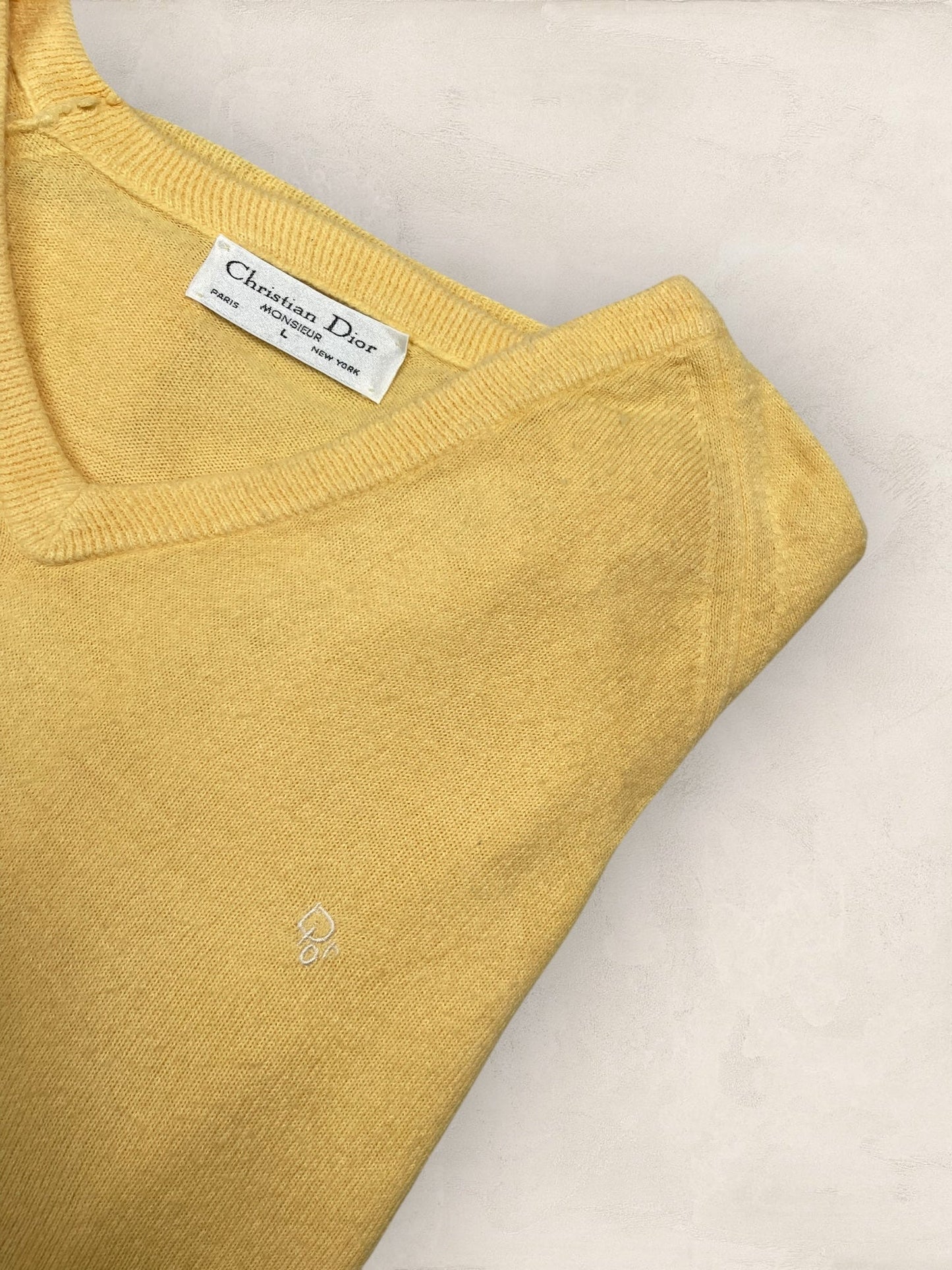 Pull Christian Dior Ref: 2550 - JAUNE - L - amifrip - Friperie en ligne et vêtements vintage