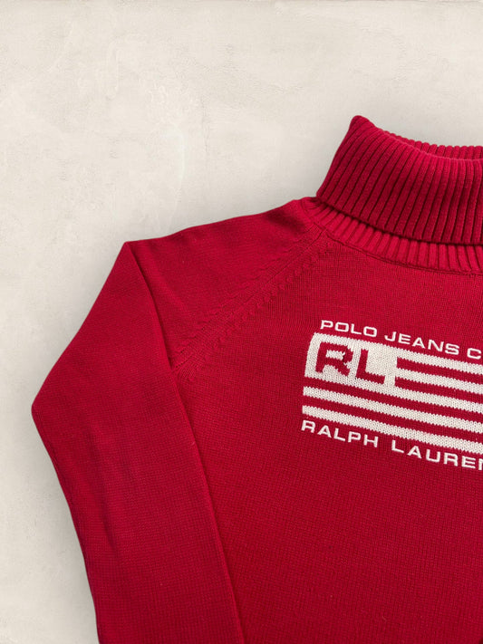 Pull col roulé Ralph Lauren Flag/Drapeau américain ref: 2582 - ROUGE - XS - amifrip - Friperie en ligne et vêtements vintage