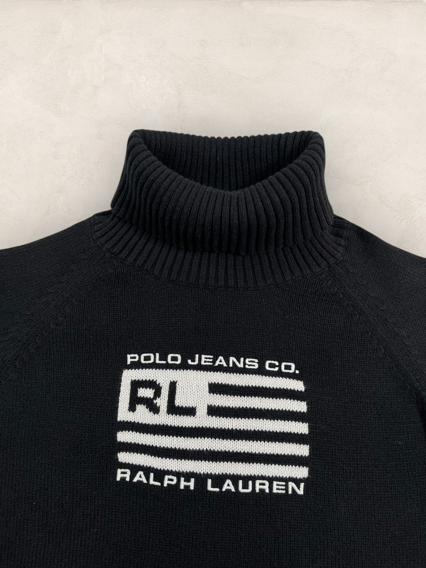 Pull col roulé Ralph Lauren Flag/Drapeau américain ref: 2586 - NOIR - L - amifrip - Friperie en ligne et vêtements vintage