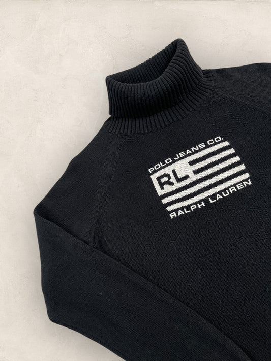 Pull col roulé Ralph Lauren Flag/Drapeau américain ref: 2586 - NOIR - L - amifrip - Friperie en ligne et vêtements vintage