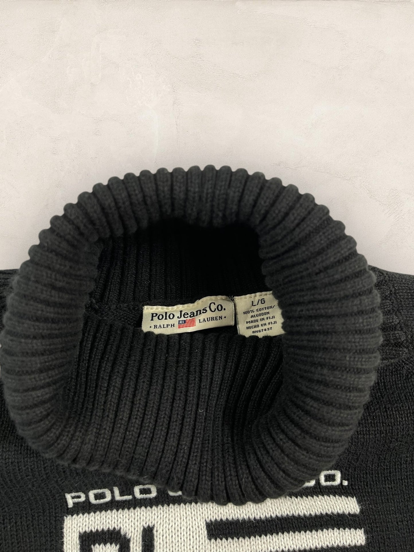 Pull col roulé Ralph Lauren Flag/Drapeau américain ref: 2586 - NOIR - L - amifrip - Friperie en ligne et vêtements vintage