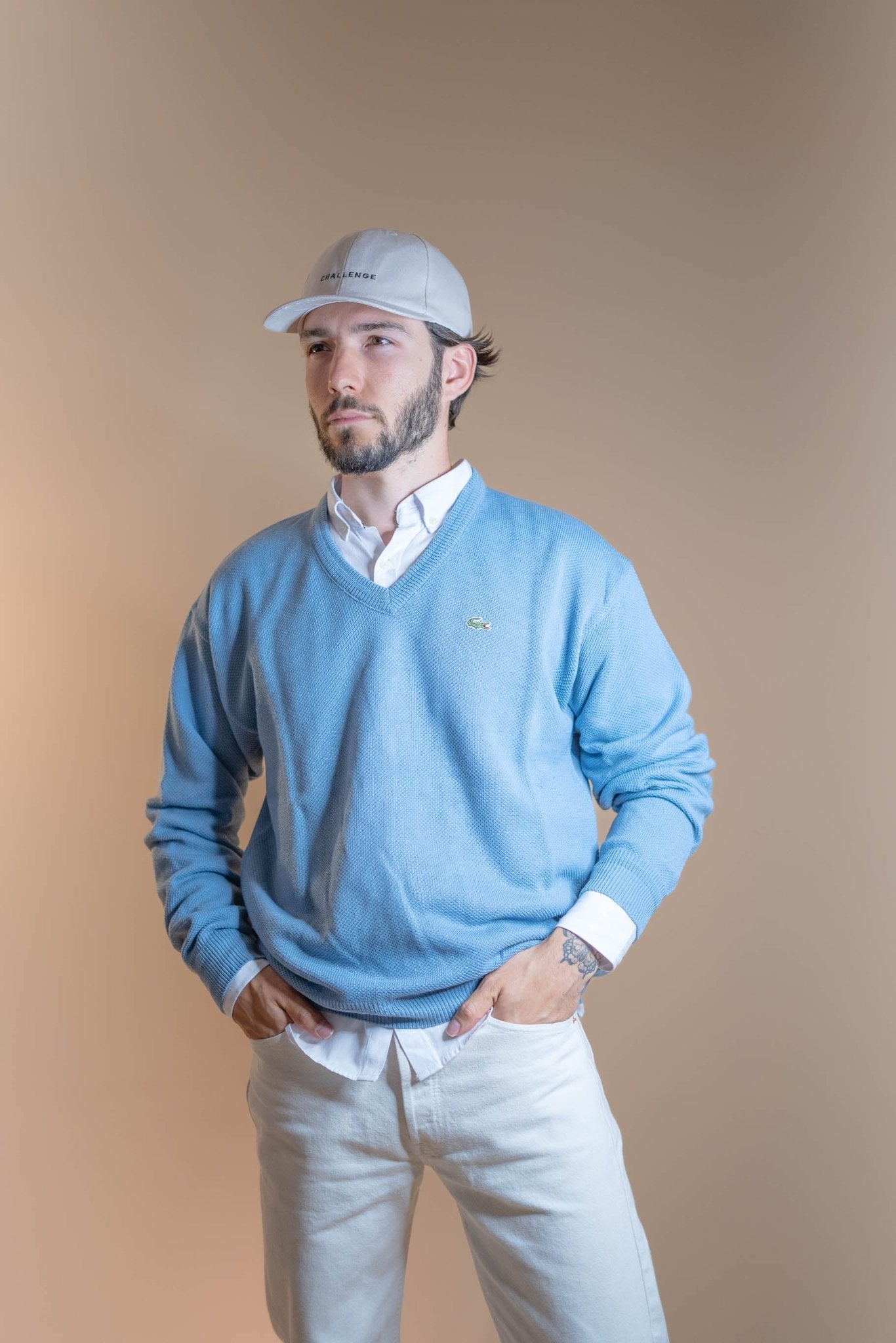 Pull Col V Lacoste Homme 865 - BLEU - M - amifrip - Friperie en ligne et vêtements vintage