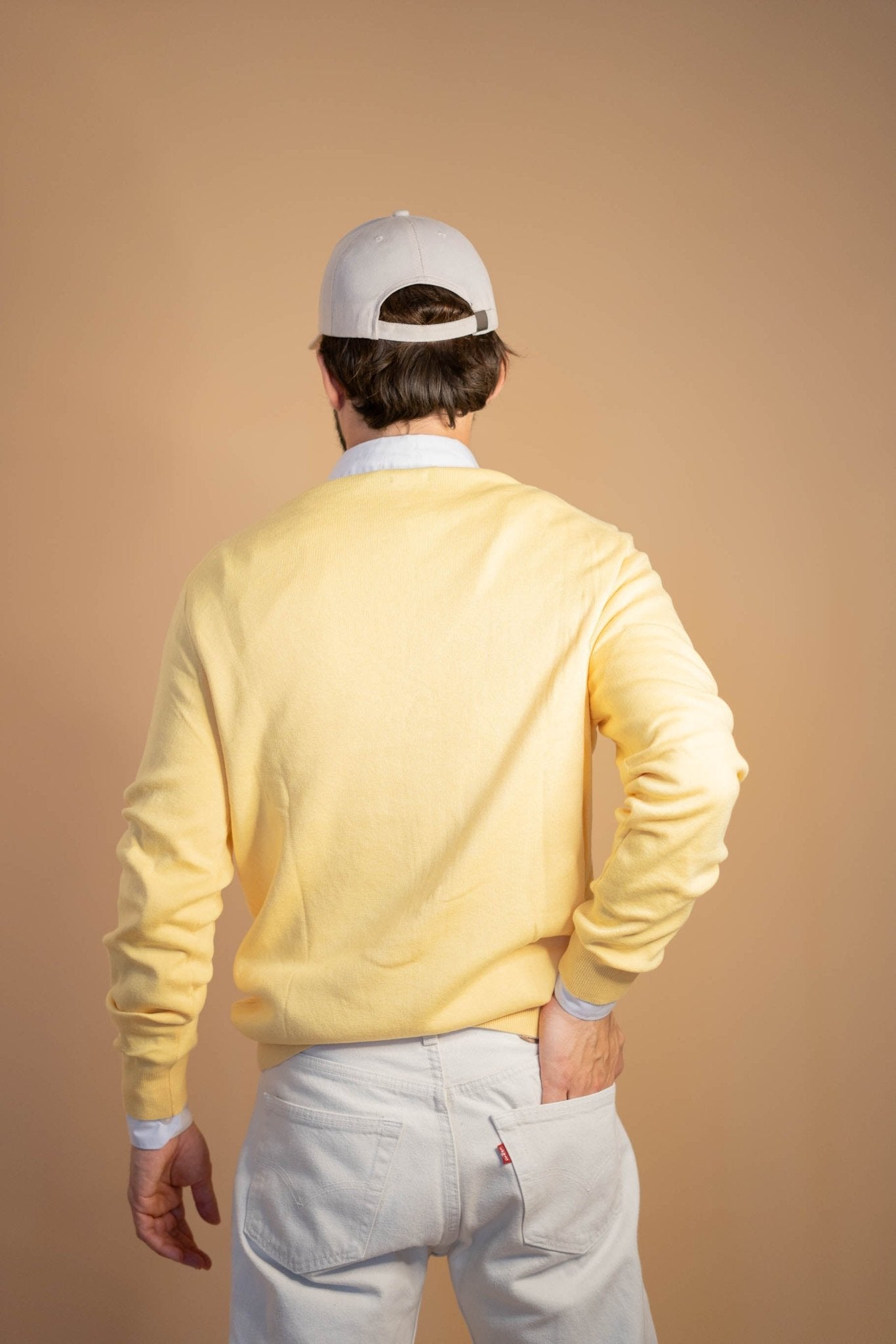 Pull Col V Ralph Lauren Homme 422 - JAUNE - M - amifrip - Friperie en ligne et vêtements vintage