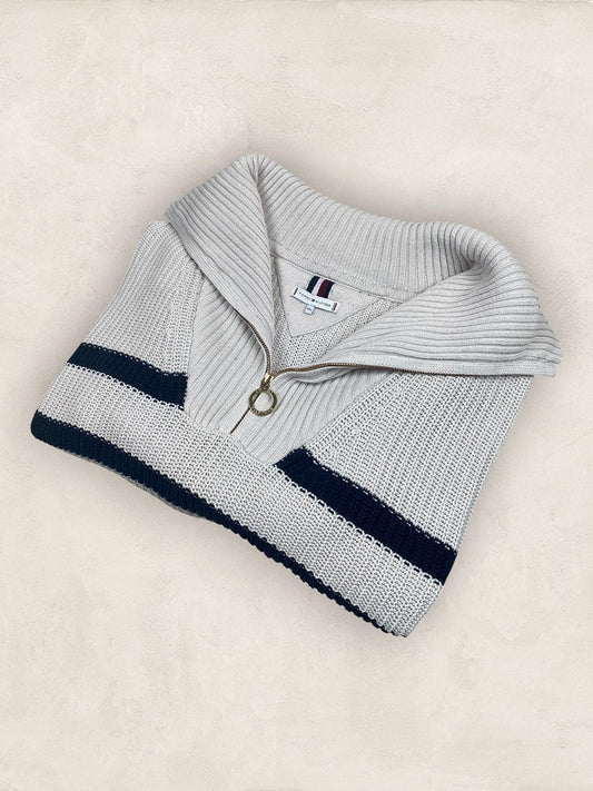 Pull demi - zip Tommy Hilfiger - Femme Xxl - Crème - Coton - Ts0267 - amifrip