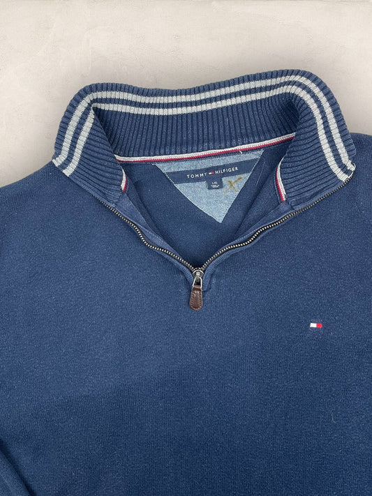 Pull Demi - zip Tommy Hilfiger - Homme L - Bleu - Coton - Tbe - Vl0315 - amifrip