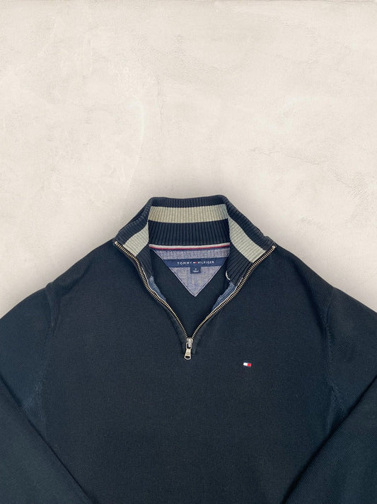 Pull demi - zip Tommy Hilfiger Homme M Marine - Coton - Ts0280 - amifrip