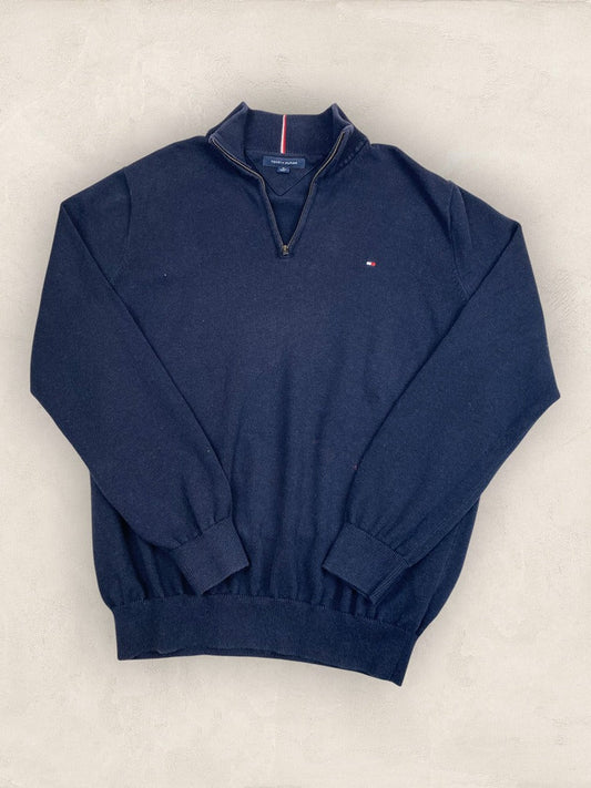 Pull Demi - zip Tommy Hilfiger Homme Xl Marine Coton - Ts0275 - amifrip
