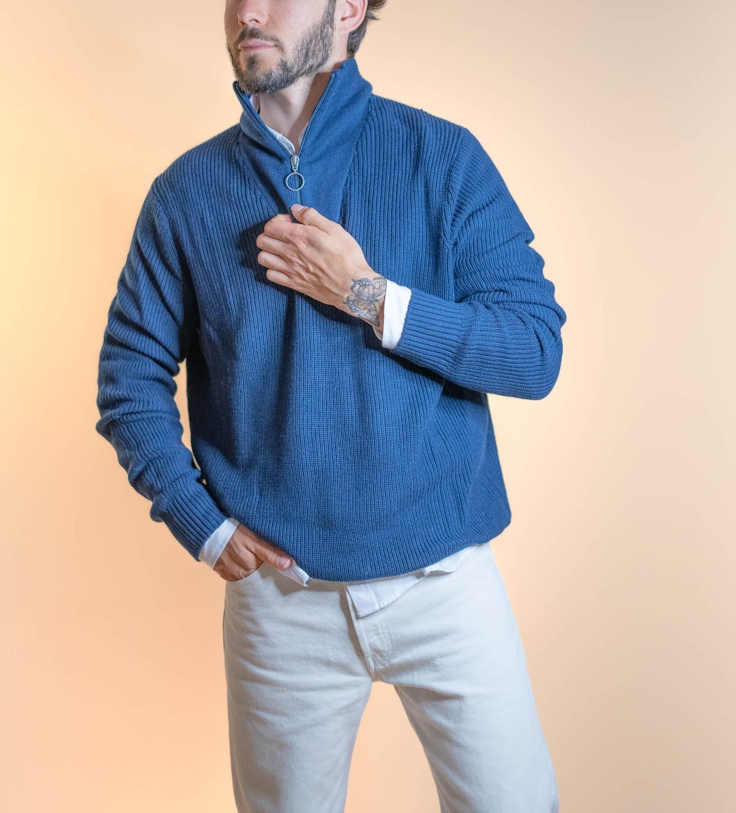 Pull Half - Zip Homme Bleu 640 - BLEU - L - amifrip - Friperie en ligne et vêtements vintage