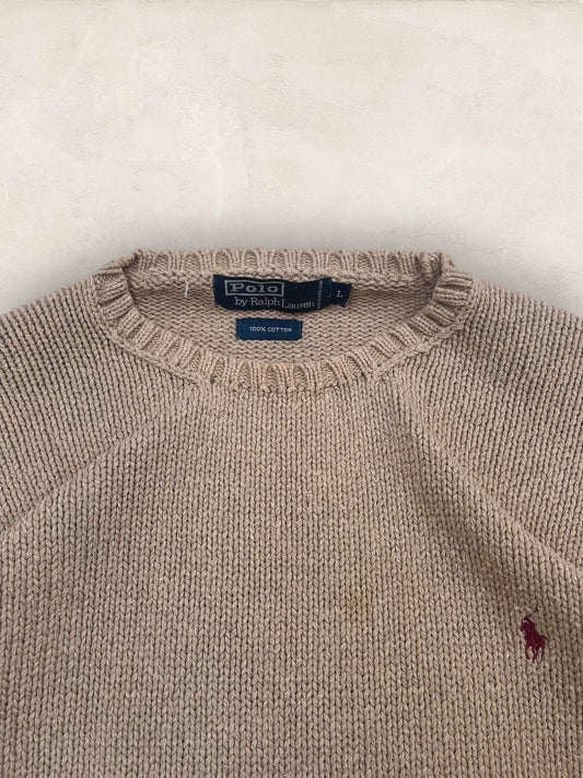 Pull Homme Col Rond Ralph Lauren Beige L Coton Ref:4053 - Beige - L - amifrip