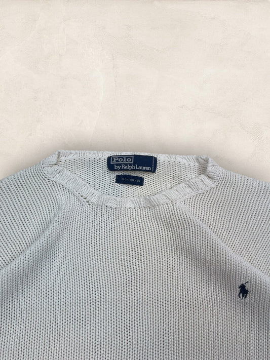 Pull Homme Col Rond Ralph Lauren Blanc L Coton Ref:4050 - Blanc - L - amifrip