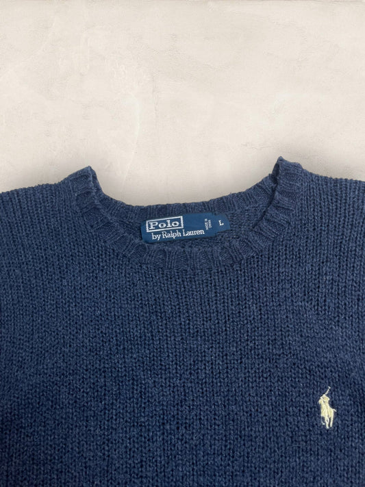 Pull Homme Col Rond Ralph Lauren Bleu Marine Laine L Ref:4064 - Bleu Marine - L - amifrip